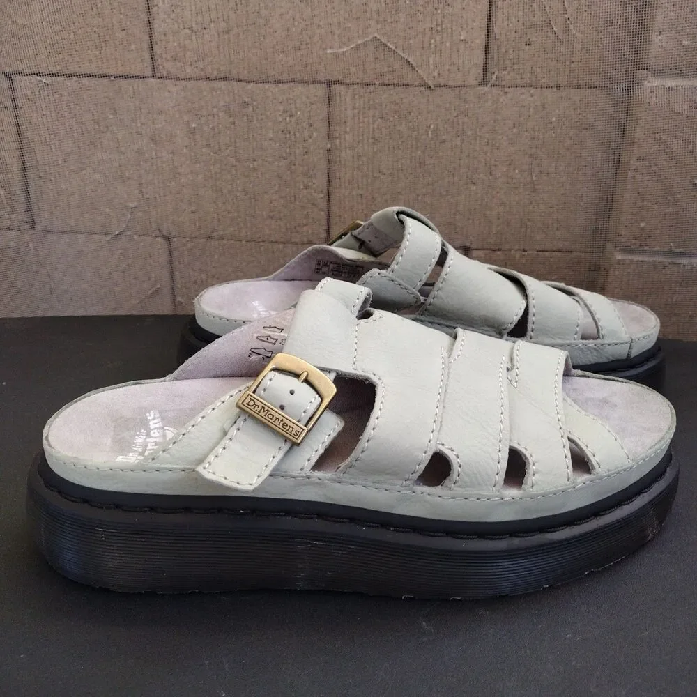 NEW Dr Martens Maxxy Slide Sandals Sage Green Soft Leather Men Sz 12 Women Sz 13